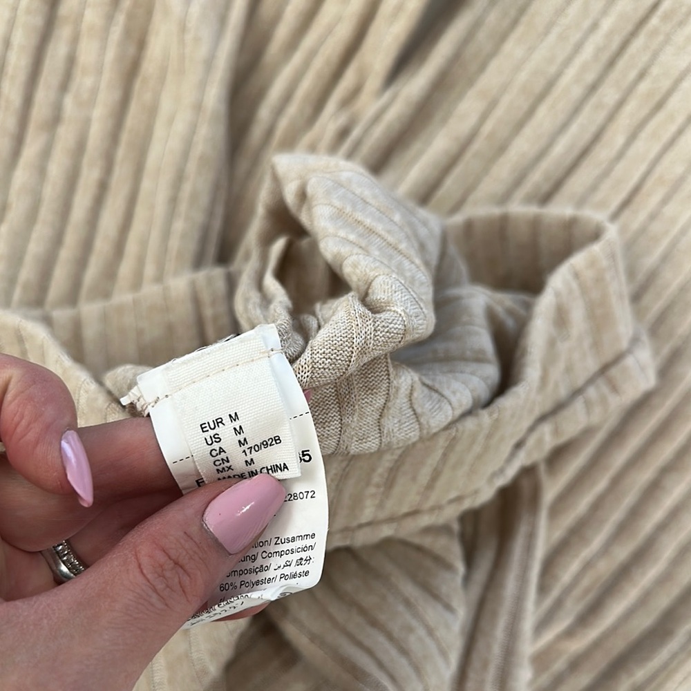 Beige Ribbed Wide-Leg Pants - Picture 5 of 5